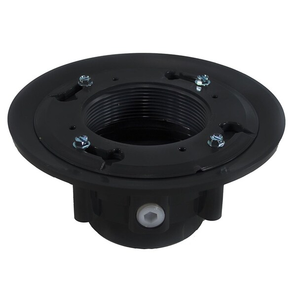 Jones Stephens 3in. x 4in. PVC Heavy Duty Drain Base with Clamping Ring and Primer Tap, for 3-1/2in. Spud D49804 - main